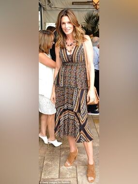 A.L.C. Hayley Scarf Print Silk Tiered Boho Midi Dress Size 4 Small